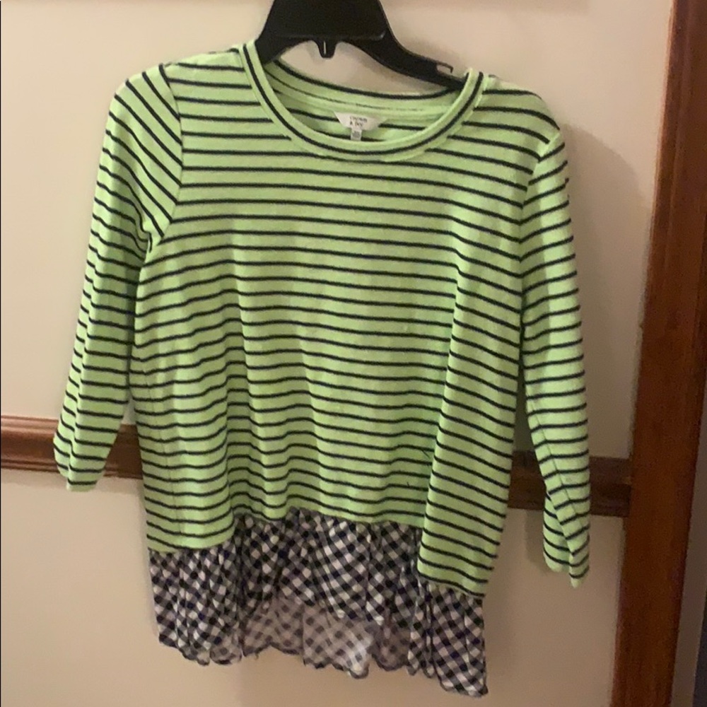 Crown & Ivy, size XS, green with blue stripe top